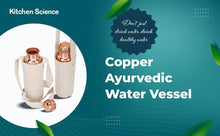 Load image into Gallery viewer, Authentic Ayurvedic Copper Water Bottle Pack of 2 for Drinking Water | Large 34OZ Copper Vessel | 2 Canvas Bottle Carrying Bags