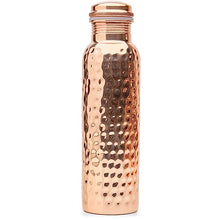 Load image into Gallery viewer, Kitchen Science Copper Water Bottle (34oz/1000ml) w/a Leather Carrying Bag | 100% Pure Copper Bottle for Drinking Water | Lab-Tested, Heavy Duty & Leak-Proof | Authentic Ayurvedic Copper Water Bottle