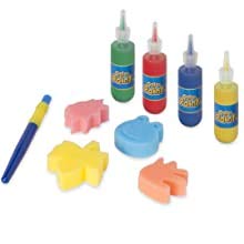 Load image into Gallery viewer, HearthSong Heavy-Duty Vinyl Inflatable Indoor and Outdoor Easel for Kids with Paints, Sponges, Paintbrush, and Built-in Art Tray, 39" L x 27" W x 50" H