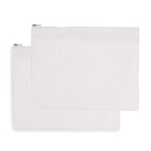 Load image into Gallery viewer, Yingkor 2-pack Cotton Canvas Zipper Cosmetic Bag Makeup Bags Tool Organizer with Cotton Lining 20x28cm (White)