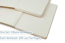 Load image into Gallery viewer, Set of 2 Blank Bound Notebooks A5 – Each 200 Lay Flat Pages – 5x8 Hardcover Sketch Pad – Drawing Sketchbook Ink-proof Paper 100% Recycled - Journal Refills by Le Vent