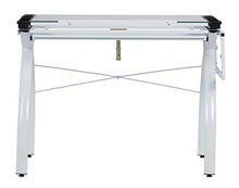 Load image into Gallery viewer, SD Studio Designs 10096 Futura Station with Folding Shelf Top Adjustable Drafting Craft Drawing Hobby Table Writing Studio Desk with Drawer, 35.5'' W x 23.75'' D, White/Clear Glass