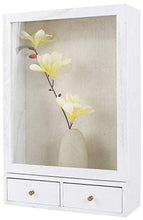 Load image into Gallery viewer, BONKON Shadow Box Frame 11x14 Shadow Box Display Case with 2 Drawers and Linen Back for Memorabilia, Photos, Deep Shadow Box Picture Frame (Vintage White)