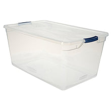 Load image into Gallery viewer, Rubbermaid Cleverstore Clear 95 QT Pack of 4 Stackable Large Storage Containers with Durable Latching Clear Lids