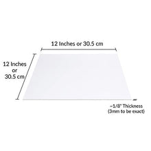 Load image into Gallery viewer, SimbaLux Acrylic Sheet Clear Cast Plexiglass 12” x 12” Square Panel 1/8” Thick (3mm) Pack of 2 Transparent Plastic Plexi Glass Board with Protective Paper for Signs, DIY Display Projects, Craft