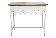 Load image into Gallery viewer, Creative Co-op EC0119 Metal Scalloped Edge Table Wood Top, Antiqued White