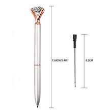 Load image into Gallery viewer, LONGKEY 3PCS Diamond Pens Big Crystal Diamond Ballpoint Pen Bling Metal Ballpoint Pen Offices and Schools, Silver/White With Rose Polka Dots/Rose Gold with White Polka Dots, Includes 3 Pen Refills.