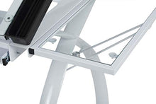 Load image into Gallery viewer, SD Studio Designs 10096 Futura Station with Folding Shelf Top Adjustable Drafting Craft Drawing Hobby Table Writing Studio Desk with Drawer, 35.5'' W x 23.75'' D, White/Clear Glass