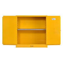 Load image into Gallery viewer, Sandusky Lee SC300F Yellow Steel Safety Cabinet for Flammable Liquids, 1 Shelf, 2 Door Manual Close, 30 Gallon Capacity, 44"Height, 43"Width, 18"Depth
