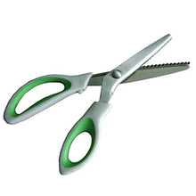 Load image into Gallery viewer, JISTL Green Pinking Shears Comfort Grips Professional Dressmaking Pinking Shears Crafts Zig Zag Cut Scissors Sewing Scissors,Professional Handheld Dressmaking