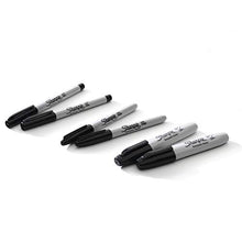 Load image into Gallery viewer, Sharpie Permanent Markers Variety Pack, Featuring Fine, Ultra Fine, and Chisel Point Markers, Black, 6 Count