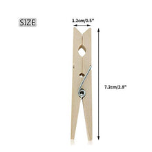 Load image into Gallery viewer, Vofel Wooden Clothes Pins with Spring 2.8” Clothespins Bulk Laundry Pins for Hanging Clothing,Home Storage, Crafts and DIY Project (100Pack)