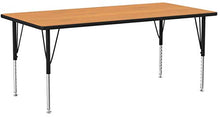 Load image into Gallery viewer, Flash Furniture 24''W x 48''L Rectangular Oak Thermal Laminate Activity Table - Height Adjustable Short Legs