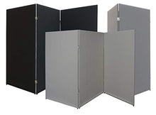 Load image into Gallery viewer, VelPanels Classroom Folding Display Wall - Hook-and-Loop Receptive Surface - VelClips and VelDots Included - 3 Panel Unit, Two-Way Hinges for Flexible Set Up (Black, 46" Tall x 72" Wide)