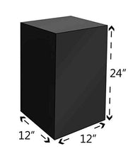 Load image into Gallery viewer, Marketing Holders Black Platform Display Box Art Sculpture Glossy Pedestal Collectible Cube Trophy Trinket Acrylic Showcase Stand Expo Event Wedding Reception 12"w x 24"h x 12"d Pack of 1