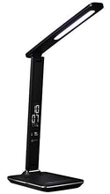 Load image into Gallery viewer, OttLite Renew LED Desk Lamp with 2.1A USB Charging Port and LCD Screen That Displays Date, Time and Temperature, Black