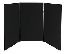 Load image into Gallery viewer, VelPanels Classroom Folding Display Wall - Hook-and-Loop Receptive Surface - VelClips and VelDots Included - 3 Panel Unit, Two-Way Hinges for Flexible Set Up (Black, 46" Tall x 72" Wide)