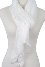 Load image into Gallery viewer, Cotton Solid Color wrinkle Linen Scarf, fashion scarf, multi color, beach scarf (White)