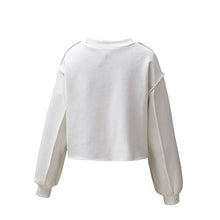 Load image into Gallery viewer, Women's Cropped Hoodies Long Sleeve Reverse Stitch Fleece Sweatshirts Crop Tops (White, M)