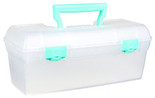 Load image into Gallery viewer, ArtBin Essentials Lift-Out Tray, Art and Craft Storage Box - Trans. W/Aqua Latches & Handle, 6937AG, Aqua Mist Latches