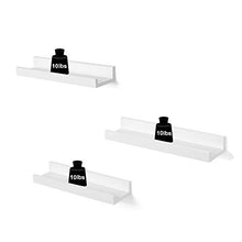 Load image into Gallery viewer, SONGMICS Wall Shelves Set of 3, Floating Shelves Ledge 15-inch Long, Picture Shelving Ledge Modern Design Storage, MDF White ULWS38WT