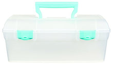 Load image into Gallery viewer, ArtBin Essentials Lift-Out Tray, Art and Craft Storage Box - Trans. W/Aqua Latches & Handle, 6937AG, Aqua Mist Latches