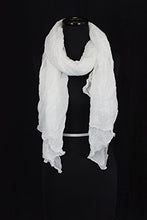 Load image into Gallery viewer, Cotton Solid Color wrinkle Linen Scarf, fashion scarf, multi color, beach scarf (White)