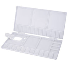 Load image into Gallery viewer, Shappy Watercolor Palette Folding Paint Tray Plastic Painting Pallet with 33 Compartments, Thumbhole and Brush Holders, White