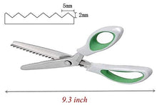 Load image into Gallery viewer, JISTL Green Pinking Shears Comfort Grips Professional Dressmaking Pinking Shears Crafts Zig Zag Cut Scissors Sewing Scissors,Professional Handheld Dressmaking