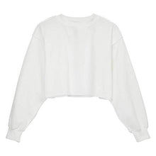 Load image into Gallery viewer, Women's Cropped Hoodies Long Sleeve Reverse Stitch Fleece Sweatshirts Crop Tops (White, M)