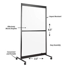 Load image into Gallery viewer, Norwood Commercial Furniture Clear Room Divider Partition - Portable Sneeze Guard Screen on Wheels for Social Distancing, Home, Office, Waiting Area, or School 3.5’ W x 6.5’ H Single Panel w/Crossbar