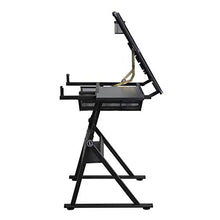 Load image into Gallery viewer, Glass Drafting Table, Height Adjustable Drawing Desk with Stool, Tiltable Desk Art Table, Tempered Glass Top Painting Desk, Writing Table with 2 Drawers, Stationery Storage for Artist Adults Kids