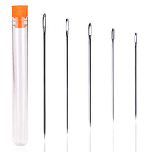 Load image into Gallery viewer, 5 PCS Long Sewing Needles - 5 Size Large Eye Stitching Needles with Needle Storage Tube, 3.5inch to 6.8inch Hand Sewing Needles for Sewing Act Crafts, Upholster