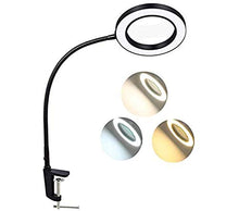 Load image into Gallery viewer, Magnifying Lamp, BZBRLZ Dimmable Eye-Caring LED Desk Lamp, 5X Magnification, Infinite Brightness Adjustable, 3 Color Modes, Perfect for Reading, Working or Crafting