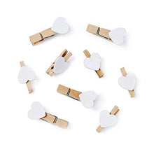 Load image into Gallery viewer, Pandahall 100pcs White Heart Clothespins Wooden Photo Paper Peg Pin Graft Clips with 10.9 Yards Natural Jute Twine for Paper Photo Display Hanging Home Party Decoration