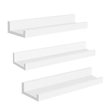 Load image into Gallery viewer, SONGMICS Wall Shelves Set of 3, Floating Shelves Ledge 15-inch Long, Picture Shelving Ledge Modern Design Storage, MDF White ULWS38WT