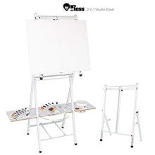 Load image into Gallery viewer, Bob Ross 2-in-1 Studio Easel - As Seen on Netflix Metal Easel Four Legged Tabletop Easel - White