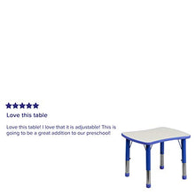 Load image into Gallery viewer, Flash Furniture 21.875''W x 26.625''L Rectangular Blue Plastic Height Adjustable Activity Table with Grey Top