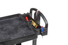 Load image into Gallery viewer, Rubbermaid Commercial Products 2-Shelf Utility/Service Cart, Medium, Lipped Shelves, Ergonomic Handle, 500 Lbs. Capacity, For Warehouse/Garage/Cleaning/Manufacturing (Fg452088Bla)