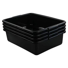 Load image into Gallery viewer, Teyyvn 13 L Plastic Bus Box/Utility Box, Commercial Wash Basin Tote Box, 4-Pack, Black