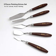 Load image into Gallery viewer, 5 Pieces Painting Knives Stainless Steel Spatula Palette Knife Oil Painting Accessories Color Mixing Set for Oil, Canvas, Acrylic Painting-Lightwish