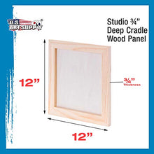 Load image into Gallery viewer, U.S. Art Supply 12" x 12" Birch Wood Paint Pouring Panel Boards, Studio 3/4" Deep Cradle (Pack of 3) - Artist Wooden Wall Canvases - Painting Mixed-Media Craft, Acrylic, Oil, Watercolor, Encaustic