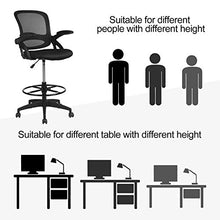 Load image into Gallery viewer, Comhoma Drafting Chair Tall Office Chair with Flip-up Armrests for Computer Standing Desk Adjustable Foot Ring Ergonomic Mesh Back Table Chair Black