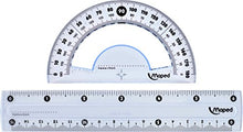 Load image into Gallery viewer, Maped Study Geometry 10 Piece Set, Includes 2 Metal Study Compasses, 2 Triangles, 6" Ruler, 4" Protractor, Pencil for Compass, Pencil Sharpener, Eraser, Lead Refill (897010)