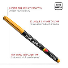 Load image into Gallery viewer, 20 Fabric Markers Pens Set - Non Toxic, Indelible and Permanent Fabric Paint Fine Point Textile Marker Pen - Pens Fine Point Tip