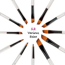 Load image into Gallery viewer, Angular Paint Brushes Nylon Hair Angled Watercolor Pait Brush Set for Acrylics Watercolors Gouache Inks Oil and Tempera(12pcs Pearl White Angled Paintbrush Set)