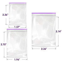 Load image into Gallery viewer, 300 Pcs Small Bags for Jewelry - 2 Mil Clear Reclosable Poly Zipper Bags Sizes 1.5" x 2.3", 2" x 2.7", 2.4" x 3" for Pills, Vitamins