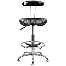 Load image into Gallery viewer, Flash Furniture Vibrant Black and Chrome Drafting Stool with Tractor Seat