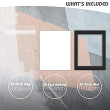 Load image into Gallery viewer, Golden State Art, Pack of 50 Black Pre-Cut 11x14 Picture Mat for 8x10 Photo with White Core Bevel Cut Mattes Sets. Includes 50 Acid-Free Bevel Cut Mats & 50 Backing Board & 50 Clear Bags