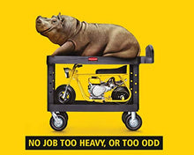 Load image into Gallery viewer, Rubbermaid Commercial Products 2-Shelf Utility/Service Cart, Medium, Lipped Shelves, Ergonomic Handle, 500 Lbs. Capacity, For Warehouse/Garage/Cleaning/Manufacturing (Fg452088Bla)
